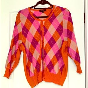 Cashmere argyle sweater with neon colors
